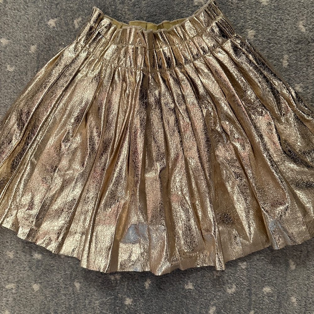 Lola + The Boys Metallic Gold Pleated Skirt